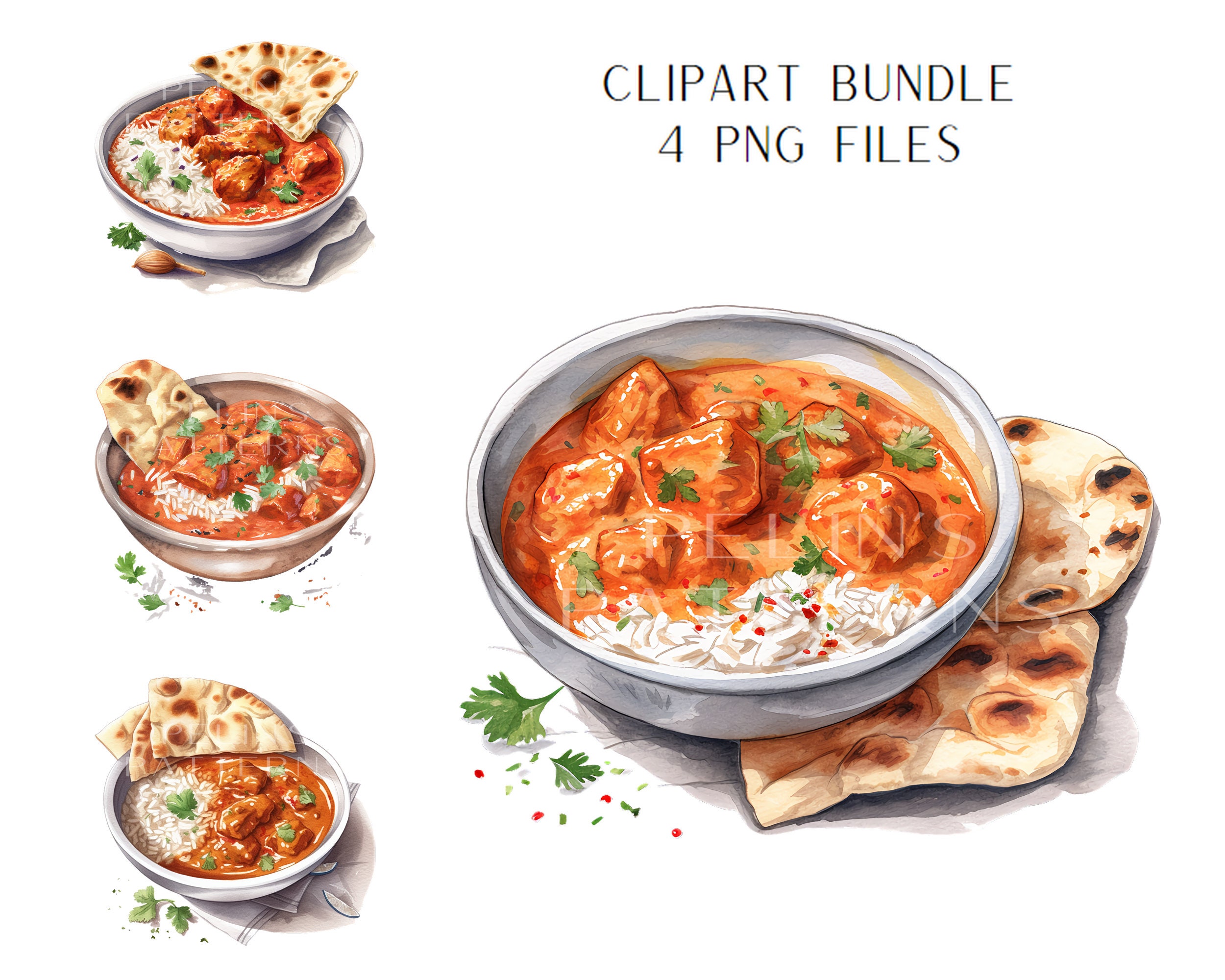 Chicken Tikka Masala Watercolor Clipart PNG - Etsy