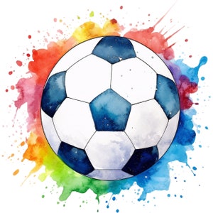 Watercolor Soccer Ball Clipart PNG - Etsy