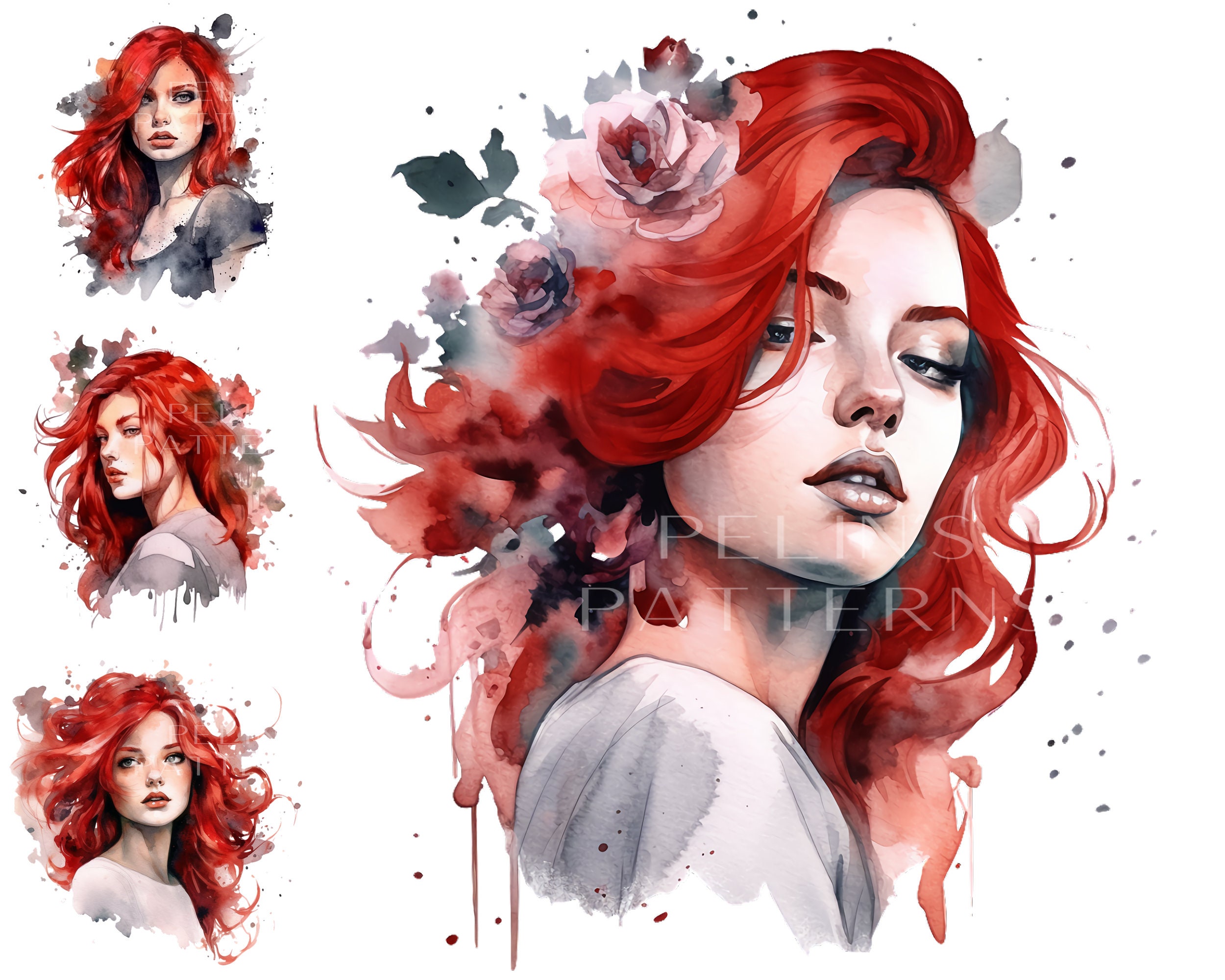 Red Hair Girl Clipart PNG Etsy