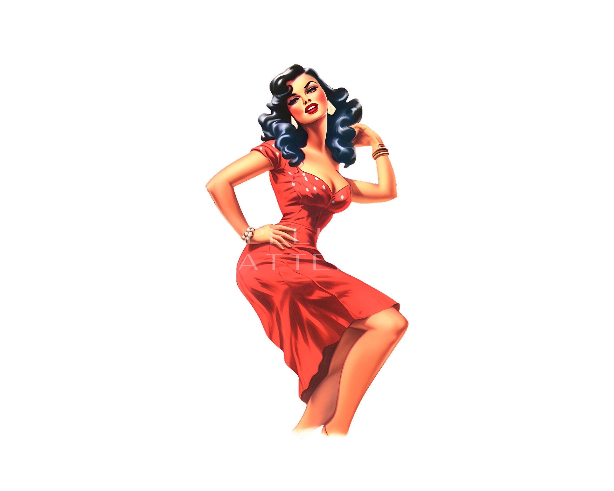 1940s Pin-up Girl Clipart PNG - Etsy