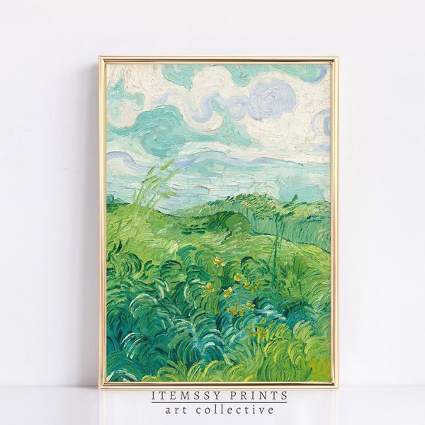 Green Wheat Field | Impressionist Painting | Green Art Print | PRINTABLE Vintage Landscape | Vincent Van Gogh Print | Digital Download