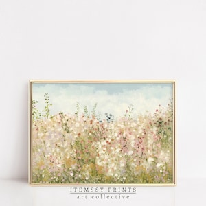 Wildflower Field Landscape Art Print | Floral Poster | Vintage 19th century Art | Printable Artwork | Wildflower Prints | Digital Download