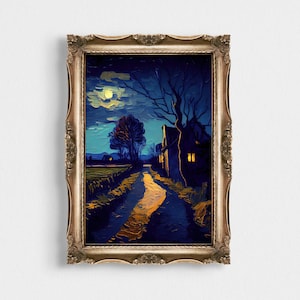 Vincent van Gogh Night Landscape Painting Printable Famous Printable Wall Art | Vintage Fine Art | Instant Download van Gogh Printable Art