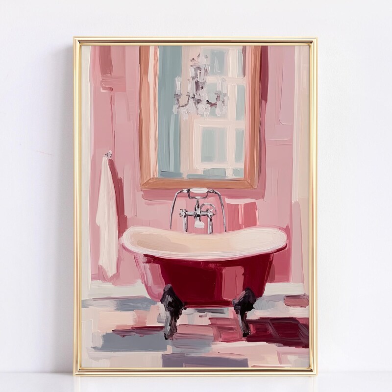 Pink Bathroom Art Etsy
