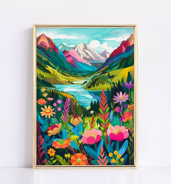 Colorful Flower Garden Wall Art | Vibrant Summer Scenery