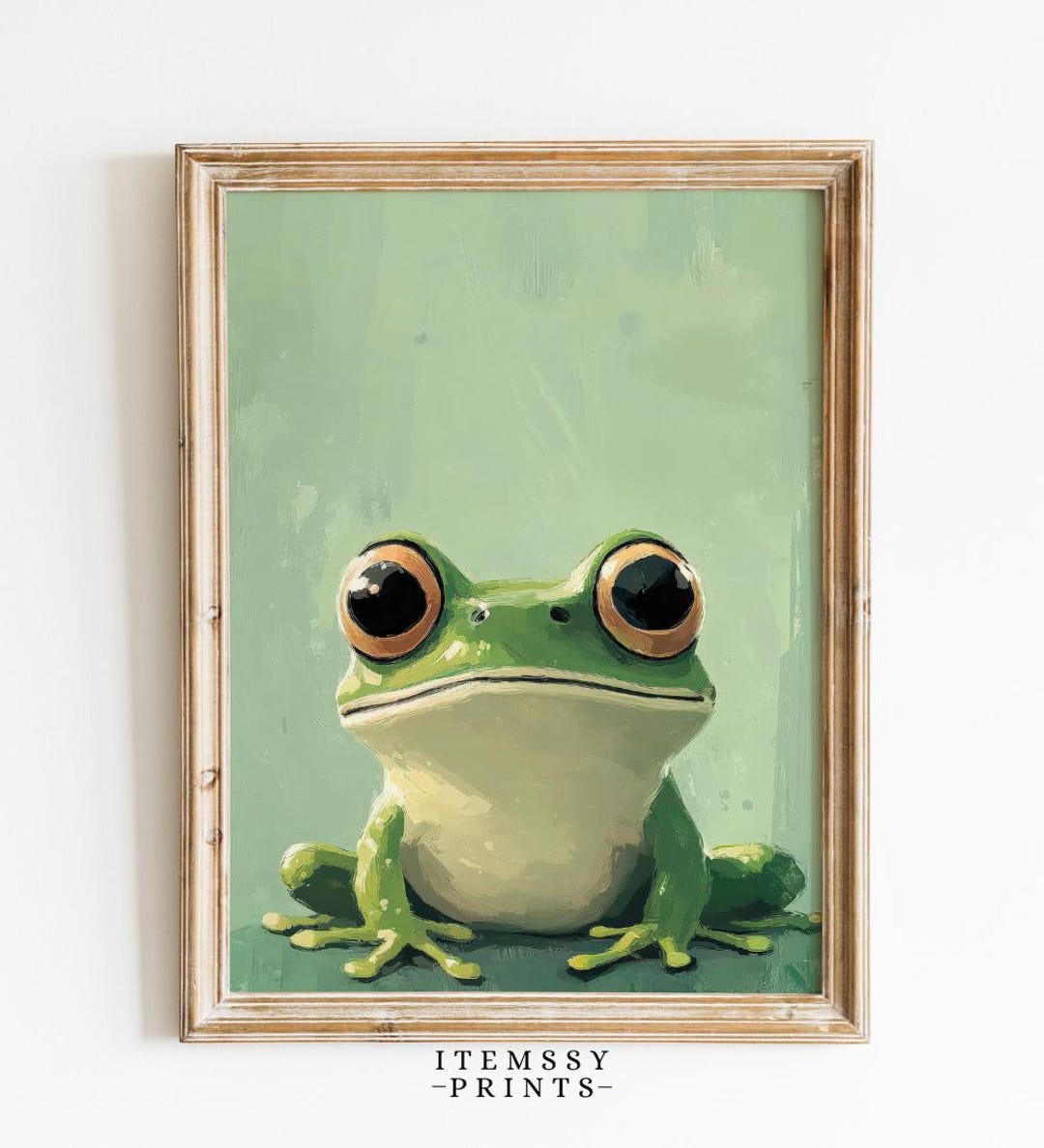Quirky Frog Art Print | Vibrant Oil Painting Poster | Funny Green Frog ...