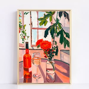 Champagner Probleme Herunterladbare Druck | Preppy Wandkunst | Barwagen Dekor | Dänischer Pastellrosa Renaissance Blumendruck | Trendiges Decor