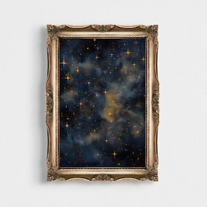 Vintage Star Gazing | Night Landscape | Vintage Night Wall Art | PRINTABLE Wall Art | Stargazing Landscape at Night | Celestial Art Print