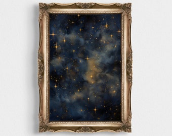 Vintage Sterne Angucken | Nachtlandschaft | Vintage Nacht Wandkunst | DRUCKBARE Wandkunst | Sternenlandschaft bei Nacht | Himmlischer Kunstdruck