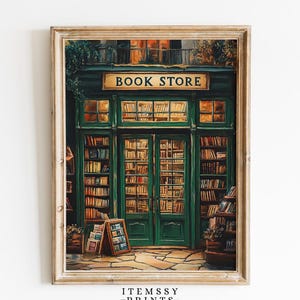 Vintage Bookstore Print | Dark Academia & Gothic Style | Library Decor Cottagecore Printable | Book Lover Gift | Unique Literary Wall Art