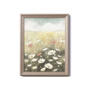 Printable Wildflower Field, Printable Wall Art Painting, Landscape Oil Painting, Country Field Wall Art Digital, Vintage Landscape Art Print image 5