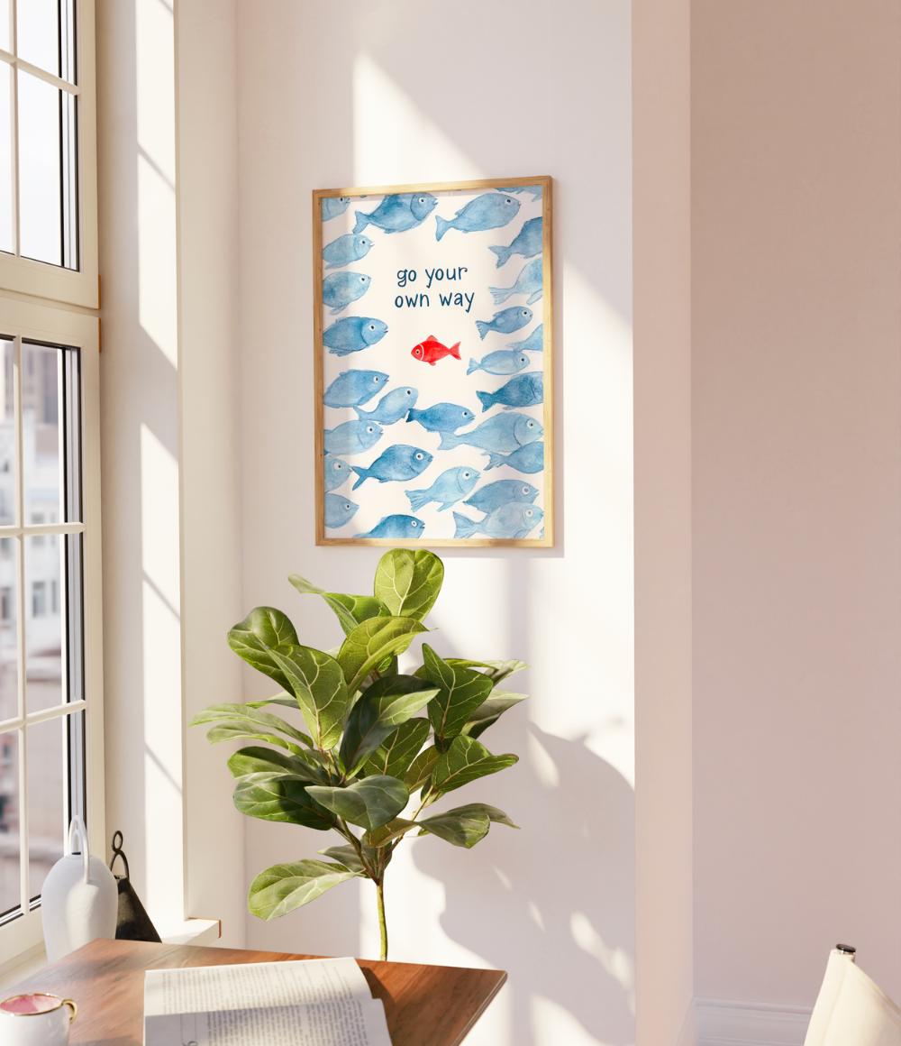 Go Your Own Way Fish Poster | Watercolor Art Inspirational Quote ...