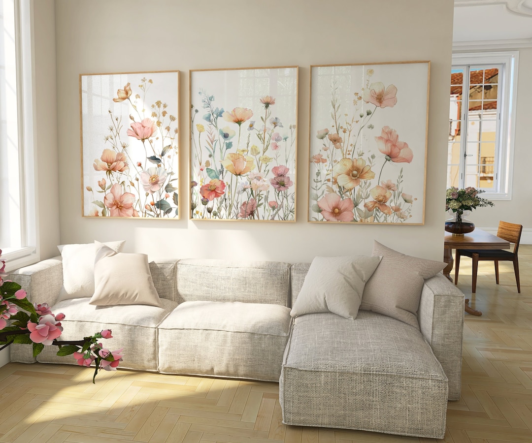 Set of 3 Wildflower Prints - Printable Floral Wall Art, Botanical ...