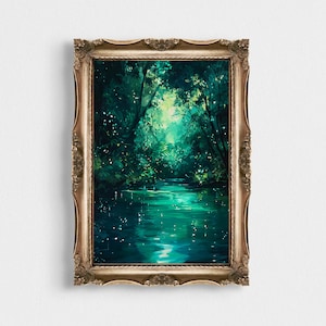 Encantamiento místico / Bosque oscuro de otoño / Póster vintage / Academia oscura / Pintura clásica de brujas / Arte cottagecore / Impresión de goblincore