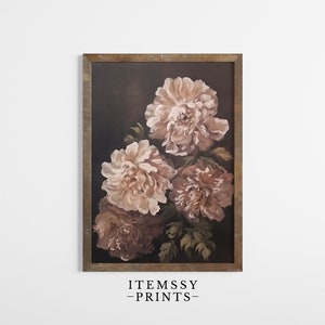 Peony Wall Art Moody Dark Flower Print Antique Art Print Printable ...