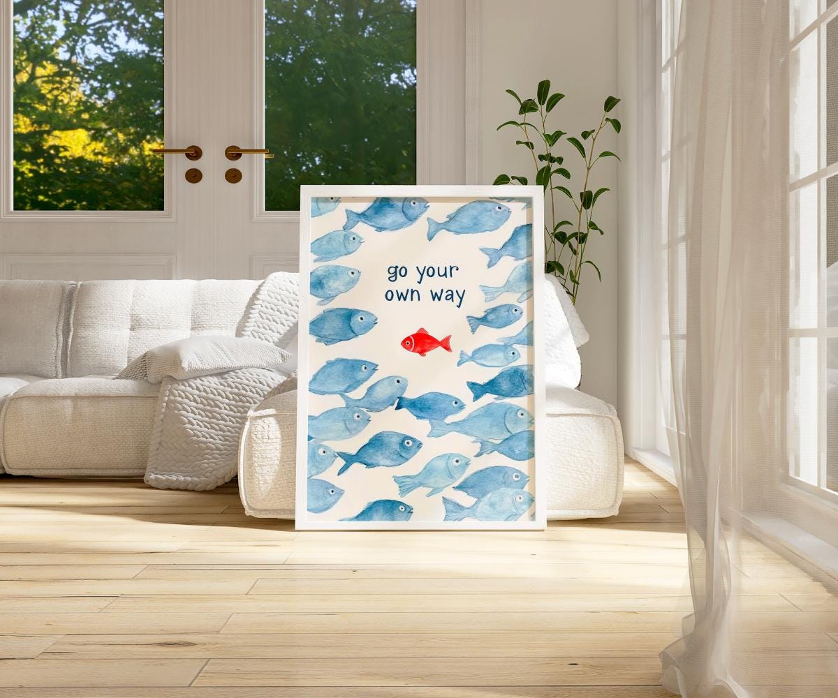 Go Your Own Way Fish Poster | Watercolor Art Inspirational Quote ...