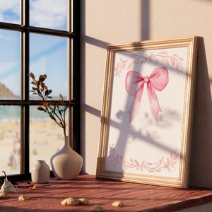 Preppy Pink Coquette Bow Printable Vintage Girly Wall Art Digital ...