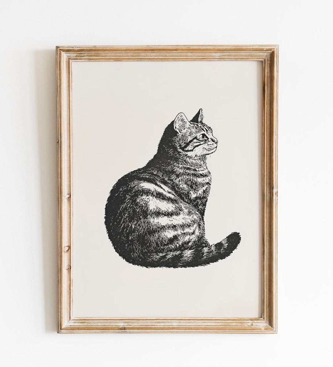 Vintage Cat Sketch Art Printable Antique Cat Drawing Cat Wall Decor