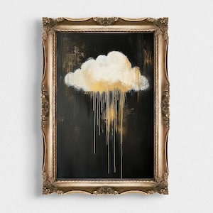 Dark Moody Cloud Print | Gothic Romantic Cottagecore Art | Vintage-Style Oil Painting | Dark Academia Home Decor | Above Bed Wall Art
