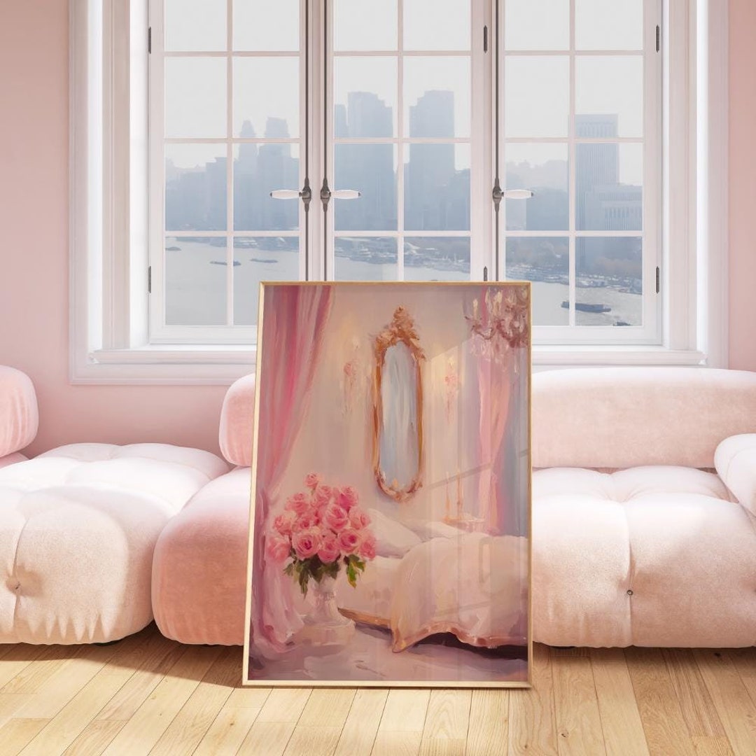 Pink Vintage Bedroom Wall Art Girly Coquette Aesthetic Digital Print
