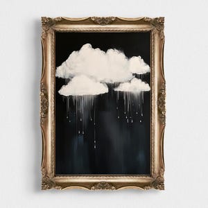 Dark Moody Cloud Print | Gothic Romantic Cottagecore Art | Vintage-Style Oil Painting | Dark Academia Home Decor | Above Bed Wall Art