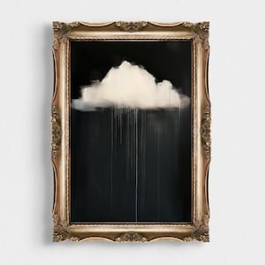 Dark Moody Cloud Print | Gothic Romantic Cottagecore Art | Vintage-Style Oil Painting | Dark Academia Home Decor | Above Bed Wall Art