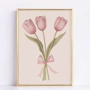 Trendy Coquette Tulip Room Decor | Y2K Aesthetic Pink Girly Art Print | Cute Digital Wall Art for Gallery | Cute Feminine Printable Poster