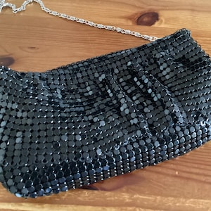 Beautiful black chain-mail sparkly shoulder / crossbody bag - party, wedding, evening, special occasions