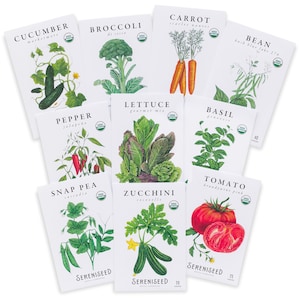 Certified Organic Vegetable Seeds Collection (10-Pack) – 100% Non GMO, Open Pollinated Varieties