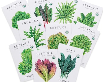 Certified Organic Leafy Greens Lettuce Seeds (10-Pack) – 100% Non GMO, Open Pollinated – Grow Guide