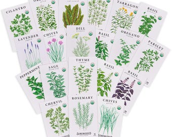 Certified Organic Herb Seeds (20-Pack) – Non GMO, Heirloom – Seed Starting Video