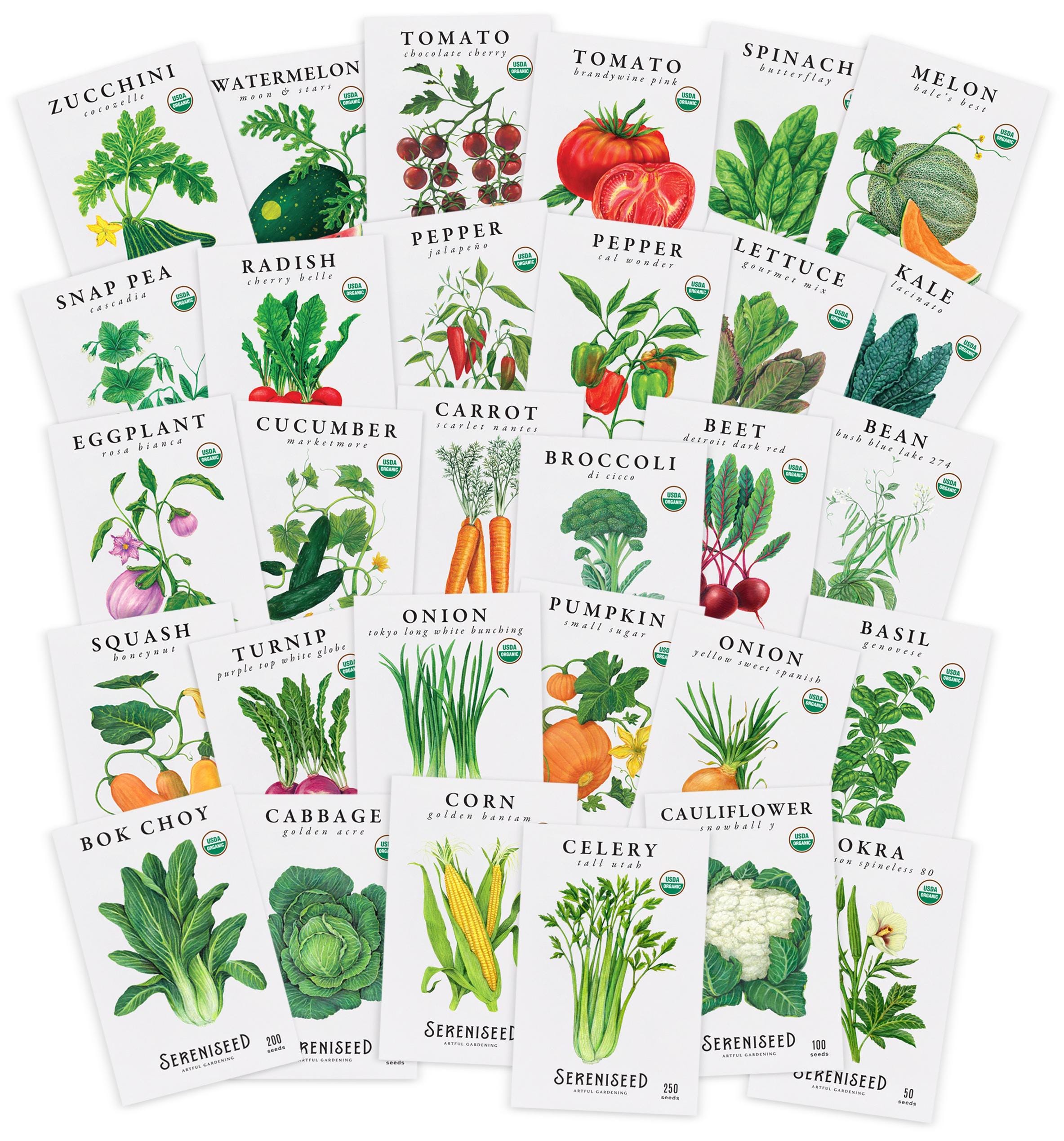 Sereniseed Certified Organic Vegetable Seeds (30-Pack)