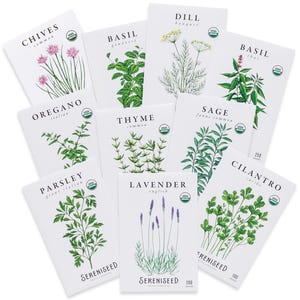 Certified Organic Herb Seeds (10-Pack) – Non GMO, Open Pollinated Varieties – Seed Starting Video