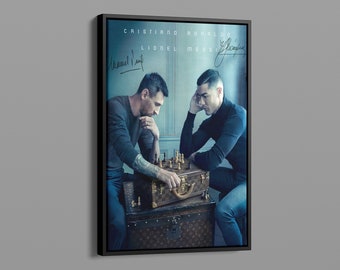 Lionel Messi Cristiano Ronalo spielt Schach Poster, Lionel Messi spielt Schach Poster, Fussball WM 2022 Poster, Fussball WM 2022