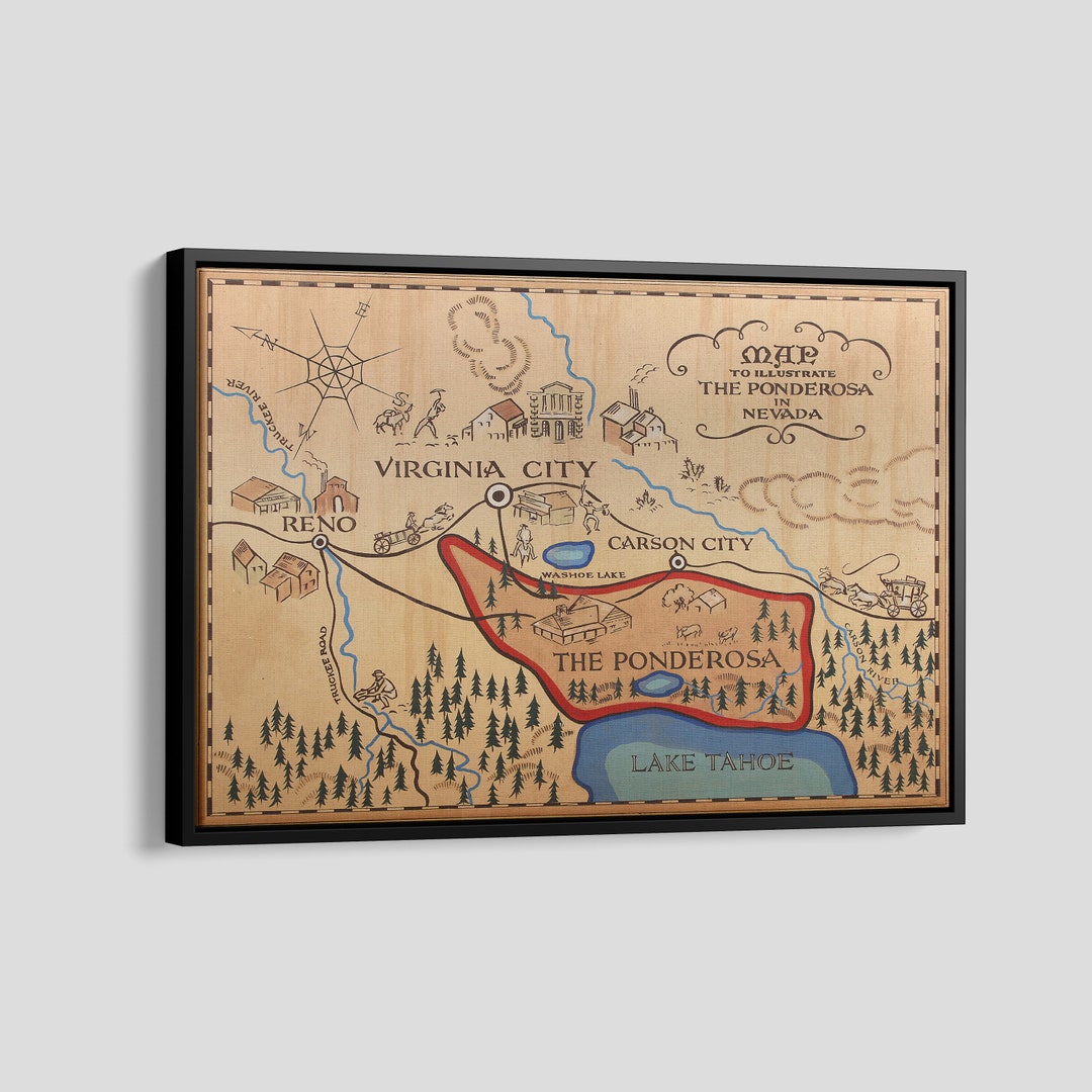 The Ponderosa Map Poster, the Ponderosa Map Canvas, Ponderosa Map in