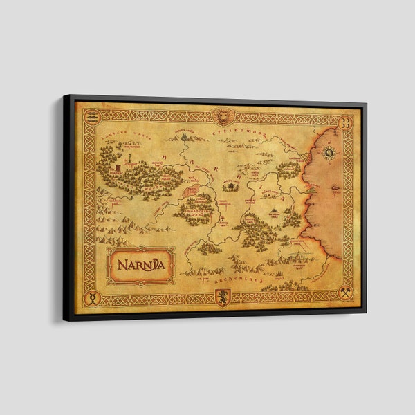 The Chronicles of Narnia Map Poster, Map of the Narnian Realm Print, Narnia Map Canvas, Narnia Map Print, Narnia Wall Art, Movie Poster Gift