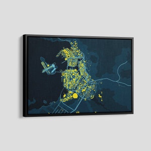 Stampa della mappa di Cyberpunk 2077, Poster della mappa della città notturna, Tela della mappa di Cyberpunk 2077, Stampa di poster di videogiochi, Arte della parete di gioco, Arredamento della sala giochi