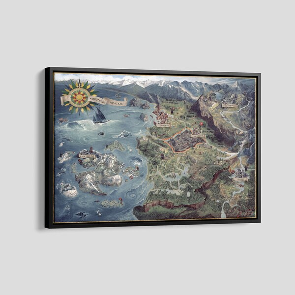 The Witcher 3 Map Print, The Wither 3 Map Poster, The Witcher 3 Map Canvas, Game Room Decor, Video Game Wall Art, Map of Northern Realms