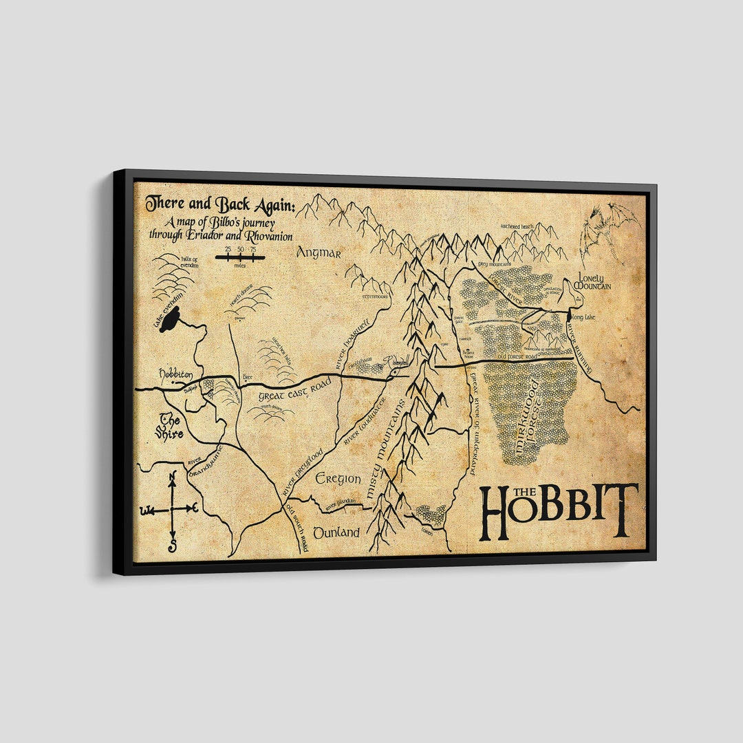 Bilbo Baggins Journey Map Canvas Hobbiton Map Print the Etsy