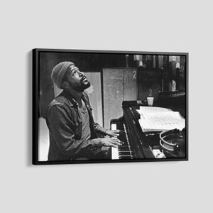 Marvin Gaye Playing Piano Poster, Marvin Gaye Piano Canvas, Marvin Gaye Print, Marvin Gaye Portrait Poster, Music Room Wall Art, Music Lover