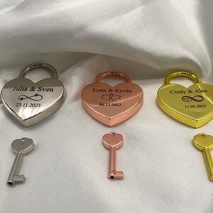 Personalized love lock, lock with heart-shaped engraving, romantic gift for partner on Valentine's Day, housewarming gift image 9