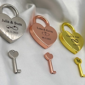 Personalisiertes Liebesschloss, Schloss mit Gravur in Herzform, Romantisches Geschenk für Partner zum Valentinstag, Einzugsgeschenk