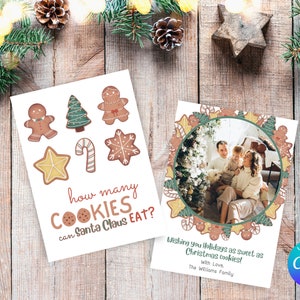Christmas Cookie Family Photo Holiday Card 5x7 Canva Template Digital Download