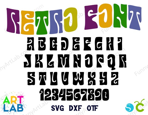 Fuente retro Otf Letras SVG de fuente hippie Fuente Funky Svg Letras hippie Svg Cricut Camisa hippie DIY Camisa Hippie Svg fuente de los anos 70