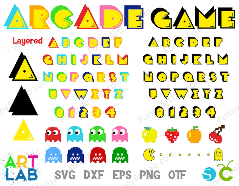 Arcade Game Font Svg Bundle, Arcade Game Letters Layered Cricut, Gamer ...