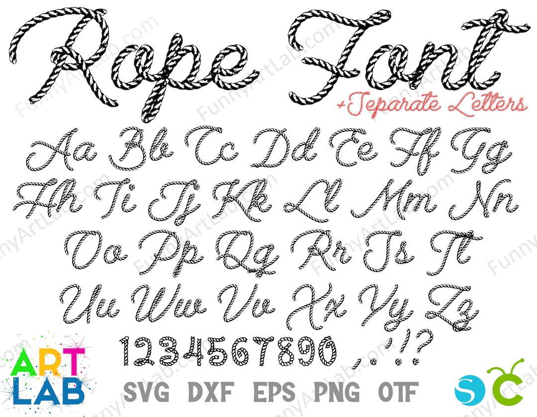 Rope Letters SVG PNG, Western Cowboy Rope Font Otf, Western Font Svg, Cowboy Svg Letters