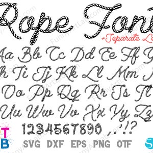Letras de corda SVG PNG, fonte Western Cowboy Rope Otf, Western Font Svg, Cowboy Svg Letters, letras ocidentais SVG para Cricut Western Cowboy Font