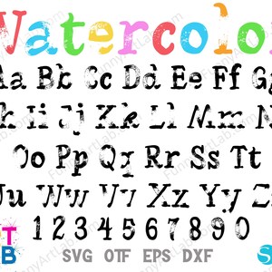 Letras de acuarela SVG, fuente de acuarela otf, letras manuscritas de acuarela svg, fuente manuscrita Cricut, fuente hecha a mano Alfabeto de acuarela