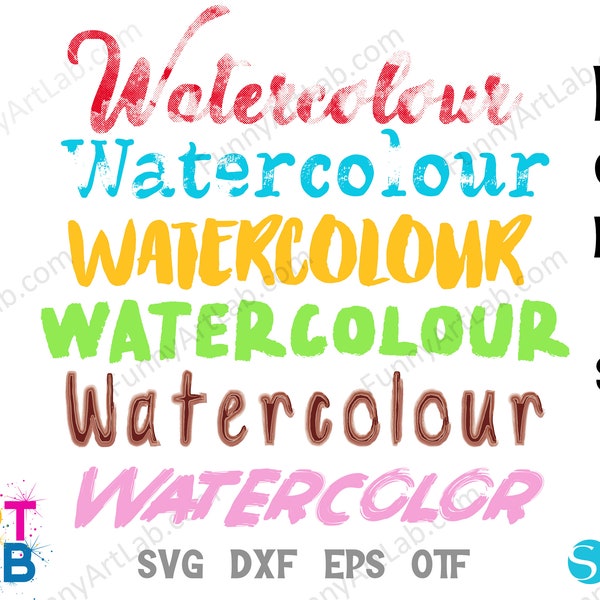 Watercolor Fonts Bundle, Watercolor Letters SVG, Watercolor font Otf, Handwritten font, Svg Letters Cricut, Handwritten letters svg Cutting