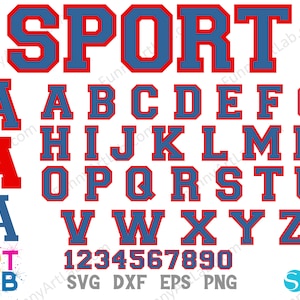 Sport Letters Svg, Varsity Svg Letters, College Letters svg, Varsity Letters Png, Varsity Alphabet Letters svg Cricut, Varsity Numbers Svg